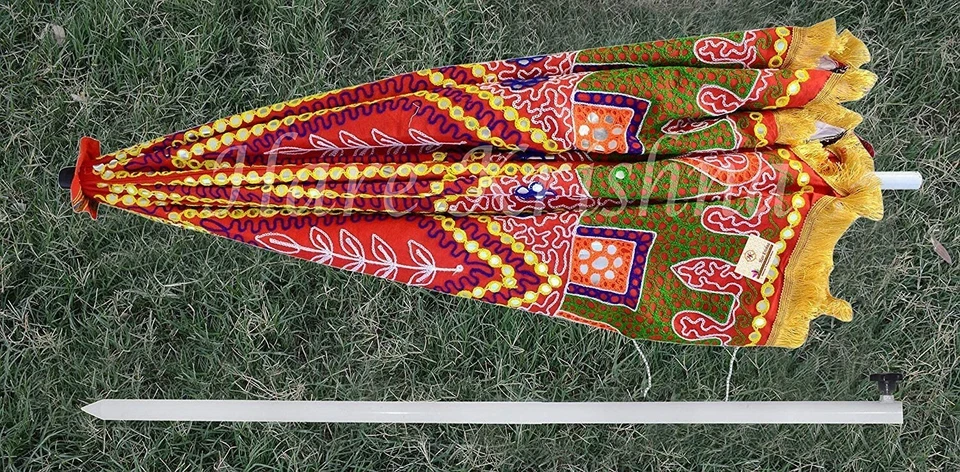 Paraguas de jardín indio hecho a mano para boda fiesta protección solar sombrilla grande Foto 4 de 4