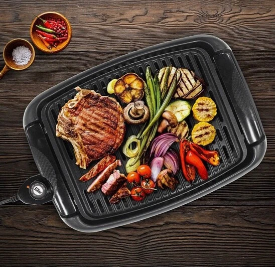 Parrilla antiadherente para barbacoa eléctrica interior sin humo Elite Cuisine de 13 pulgadas, lavavajillas S Foto 3 de 3