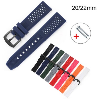 Breathable Silicone Sport Bracelet 20 22mm Watch Band Quick Release Rubber Strap
