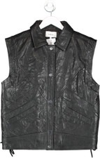 Ba&sh Black Bull Oversized Sleeveless Leather Jacket Uk 8