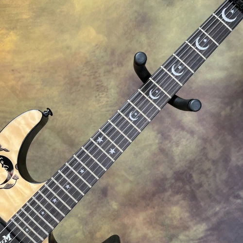 Fabrik Ouija E-Gitarre Naturholz Farbe Sonne und Mond Inlay HH Tonabnehmer - Bild 4 von 6