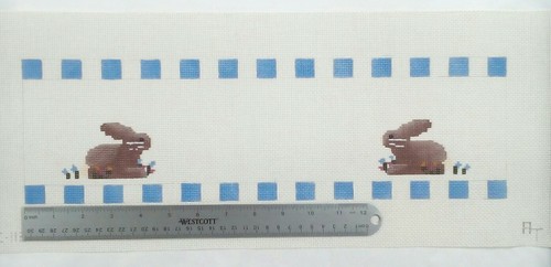 Associated Talent AT needlepoint HP Bunnies blue birth announement DC112 14 mesh - Picture 5 of 6