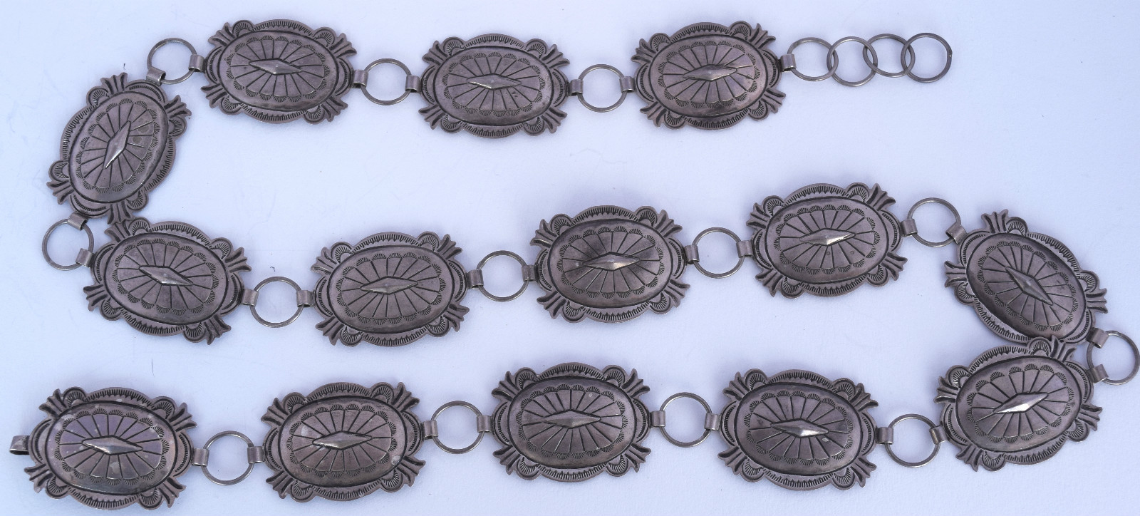 Ceinture Concho Navajo vintage en argent sterling par l