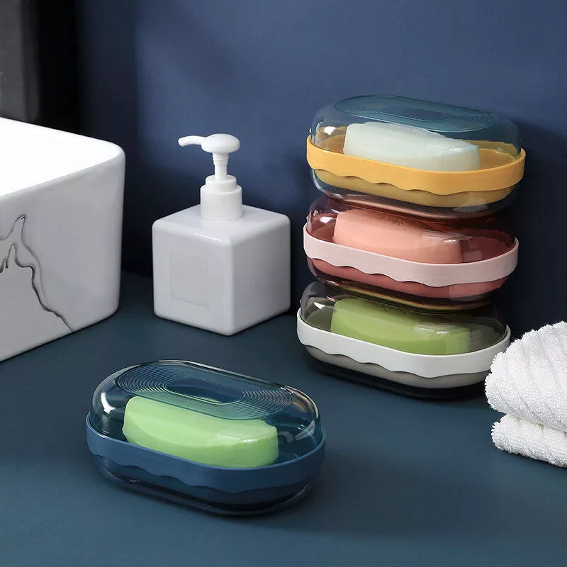 Double Layer Soap Box With Lid Toilet Drain Soap Case Travel Portable Soap  Dish