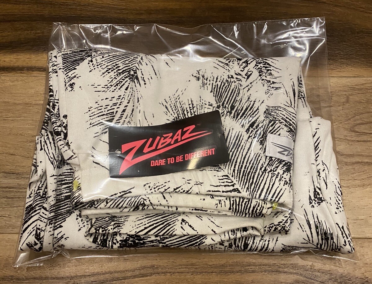 Zubaz NOS 90s White / Black Palms Print Pants Sz M , Warrior Dist. USA