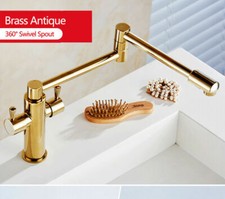 Folding Faucet Gold Brass Kitchen Sink Mixer 360  H  C Swivel Laundry Tap US