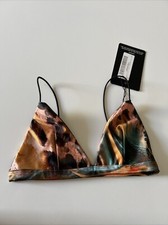 Multi abstract leopard triangle cord strap bikini bra size 4