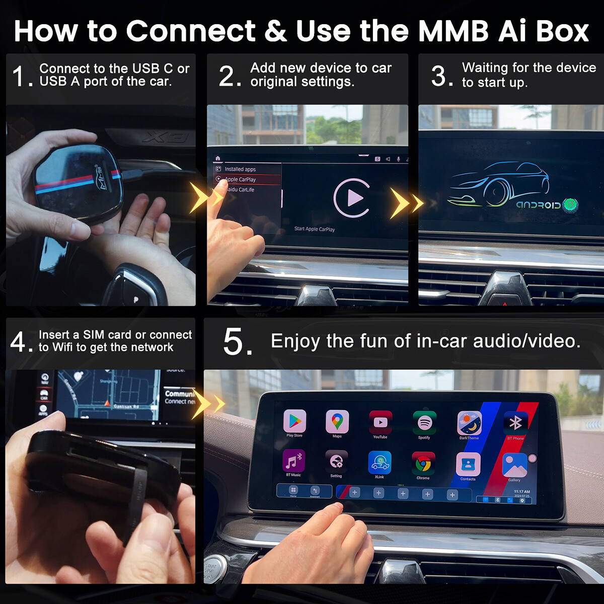 For BMW Carplay Multimedia Ai box CarPlay Ai Box Adapter Support
