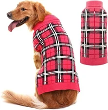 PUPTECK Classic Plaid Style Dog Sweater - Puppy Festive Winter Cloth - Size: M
