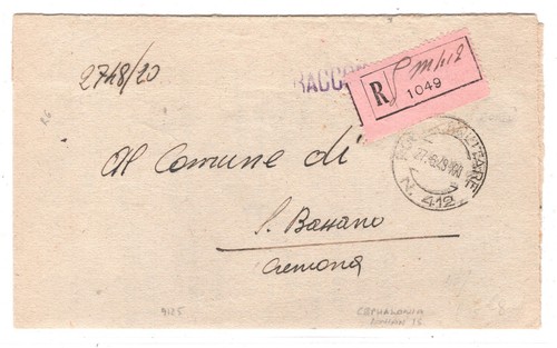 GREECE ITALY OCCUPATION WW2 Cover Cephalonia Registered 1943 Cremona XD107 - Picture 2 of 18