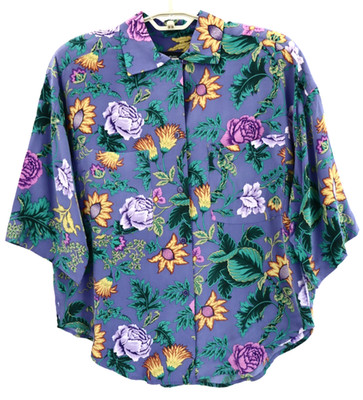 ELLEN TRACY Women's Lightweight Silk Blouse 3/4 Sleeve Floral Multicolor Size 10