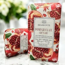 Diamante Pomegranate Soap 260g Bar Triple Milled Made in Italy Herbal Scent