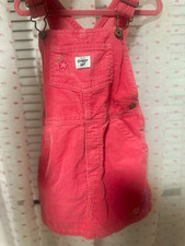 OshKosh B'gosh Girls Pink Corduroy Overall One-Piece 3T Embroidered Flower
