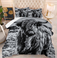 Highland Cow Farmhouse Comforter Set - Queen Quilt with Pillow Covers