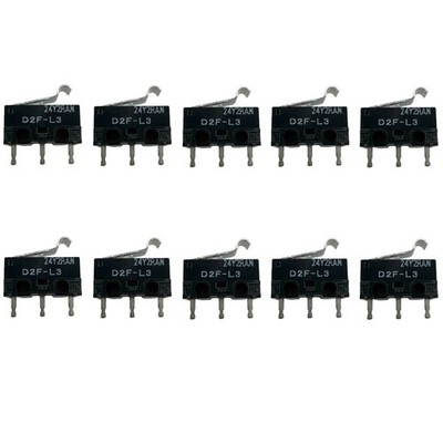 10x Omron D2F-L3 Curved Lever 3-Pin Basic Limit Micro Switch