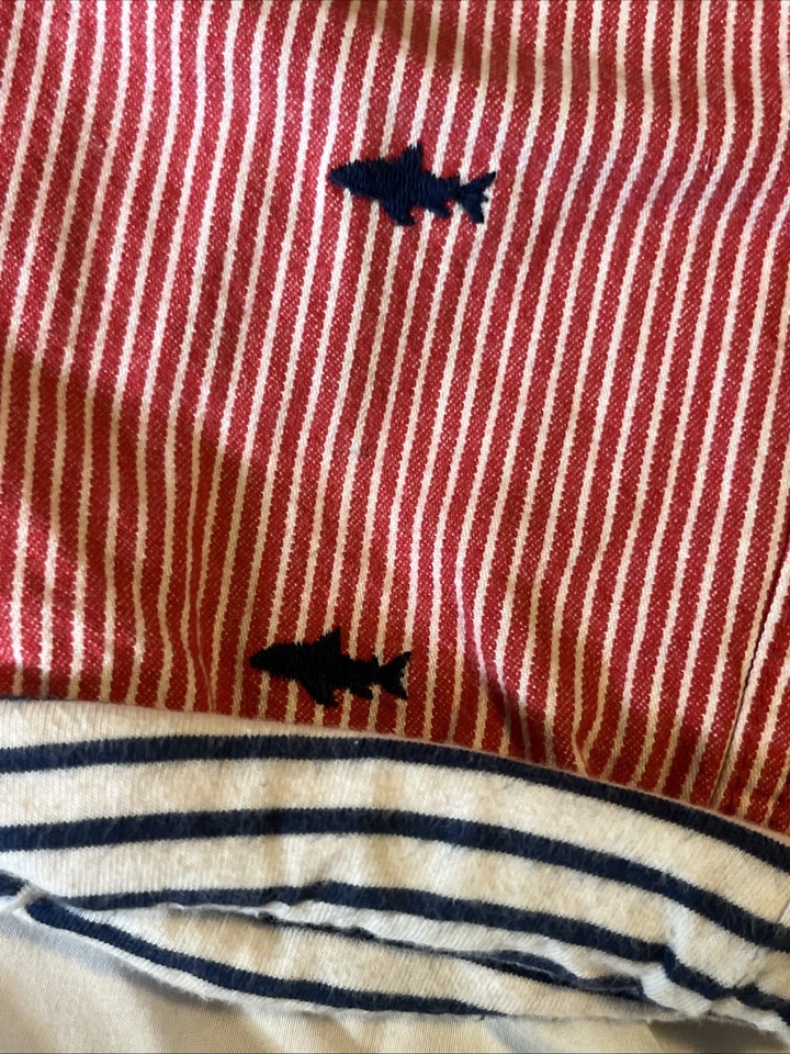 Macacão Boden masculino tubarões vermelho marinho listrado punho 3 4 104 - Imagem 2 de 4