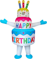 Funny Inflatable Birthday Cake Costume Cosplay Blow-Up Suit/Outfit for Adult/Bir