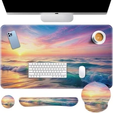 40*90cm Britimes Extra Large 35.4x15.7 Inch 4-in-1 Keyboard and Mouse Pad Set wi