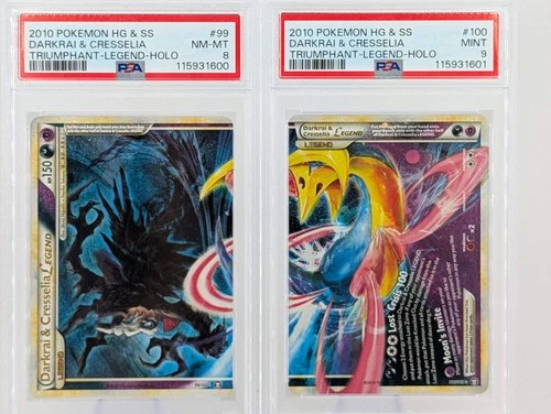 Pokemon Darkrai & Cresselia Legend Pair Holo - PSA 8/9 - Triumpant #99/100 - Nea