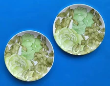 Ernestine Salerno Salad Lunch Plates 8" Signed Italy Floral Cabbage Pattern 885V