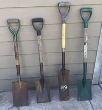 4PC LOT-VINTAGE TEMPERED USA SHOVELS/41”-46” Length/ SPADES/ MULTIPLE SIZES