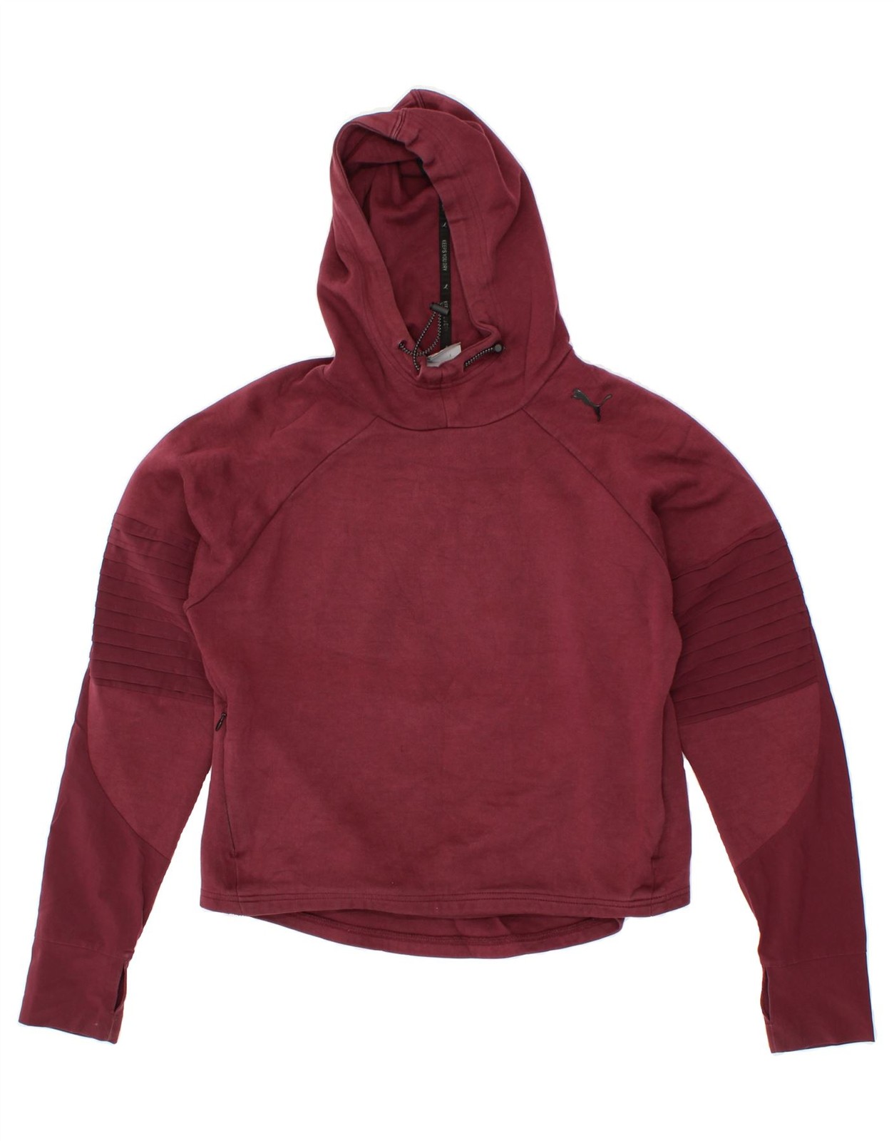 PUMA Womens Hoodie Jumper UK 12 Medium Maroon Polyester CR29