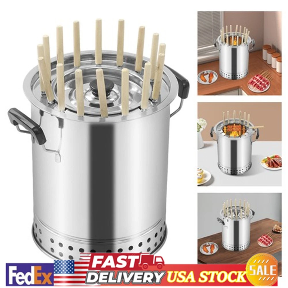 Vertical Compact BBQ Charcoal Grill Outdoor Meat Cooker Portable Charcoal Grill