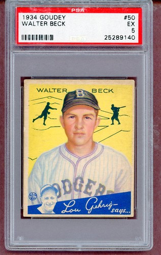 Walter Beck #50 1934 Goudey card