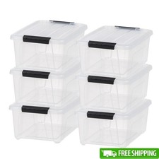 Plastic Storage Bins W/ Lids Stackable Containers Totes 6 Pack Organization New