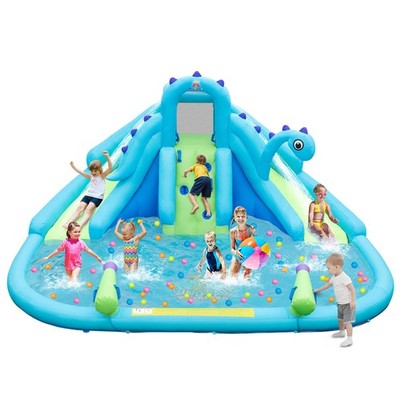 Inflatable Water Slide Blowup Water Park w/ Dual Slides Without Blower