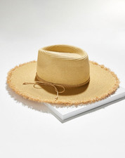 Talbots Frayed Edge Straw Beach Hat - NATURAL...