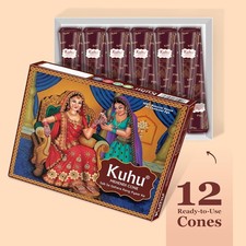 Natural Henna Based Mehendi Cones Set of 12 Cones for Temporary Hand Art
