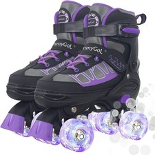 Roller Skates for Kids Boys Girls, Adjustable Quad Skates with Light Up Wheel...