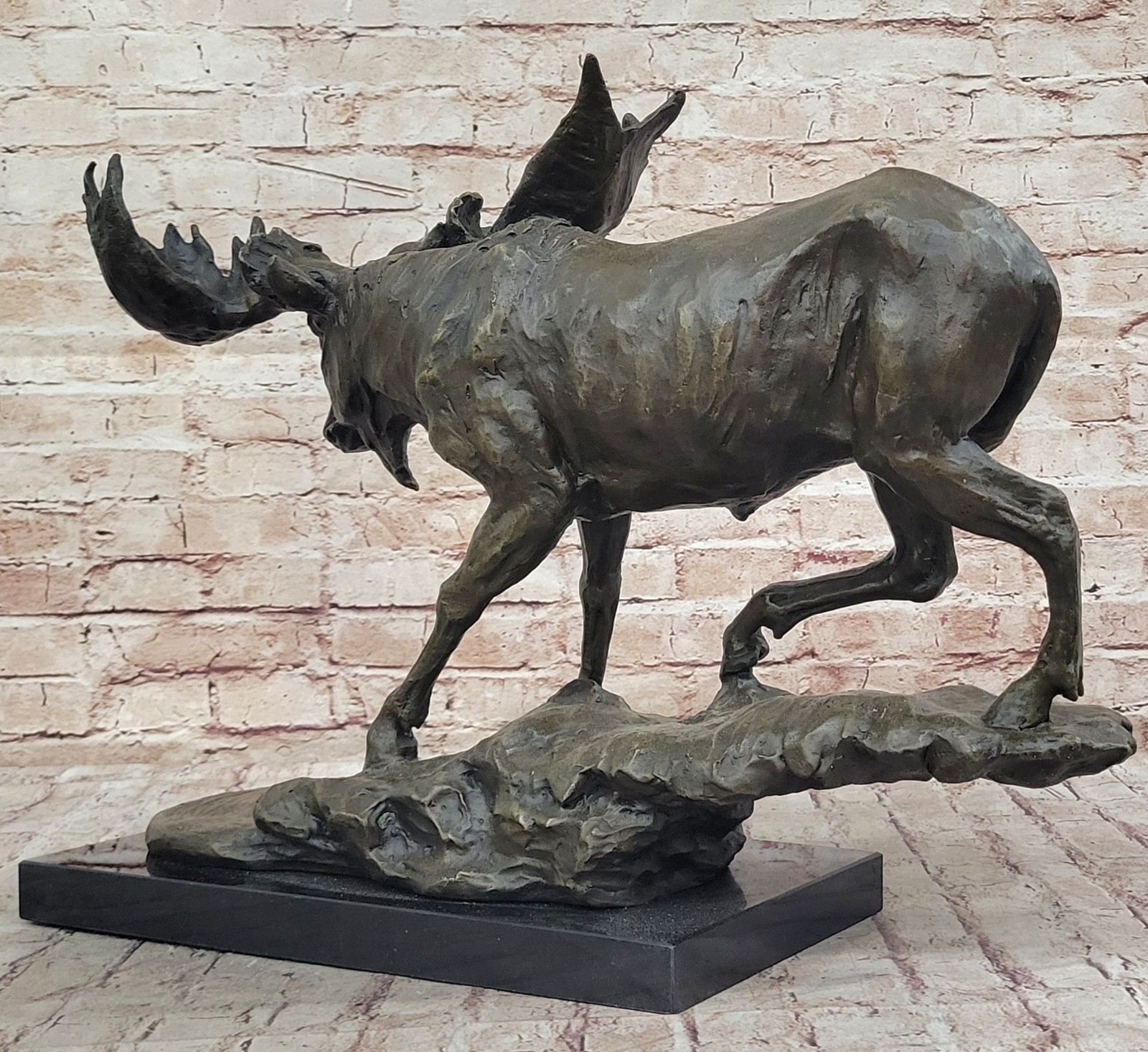 Art Deco Wild Life French artist Bugatti Moose Bronze Sculpture Hot Cast Statue
