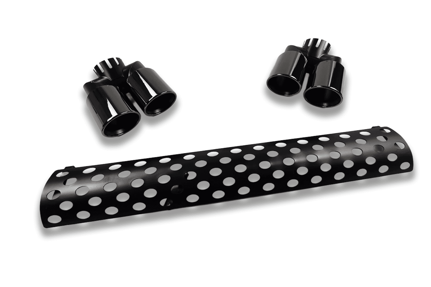 To Fit Land Rover Defender Black Exhaust Tips and Guard Mesh Plate 2020+ (L663)