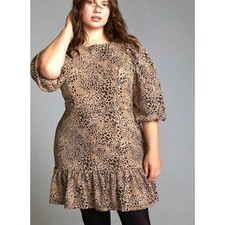 New Anthropologie Maeve Animal Print Knit Cut-Out Mini Dress Leopard Tiered 16W