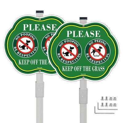 2 Pack No Peeing No Pooping Dog Sign with 28'' Stake for Yard, Keep off The Grass