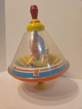Vintage Ohio art tin top And A Mattel Music Box Carousel Tin Top With squirrel