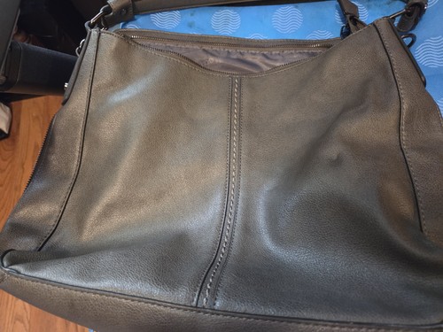 REALER Lrg Designer Hobo Bag Bucket Bag Dark Gray Shoulder Bag zippers/pockets - Picture 4 of 6