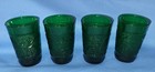 ANCHOR HOCKING FOREST GREEN 5 oz DEPRESSION GLASS FLAT TUMBLER Lot Of 4 — photo 1