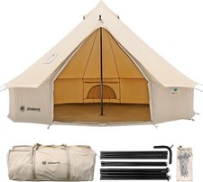Canvas Bell Tent 4 Season Yurt Cotton Glamping Tent w Stove Jack Camping