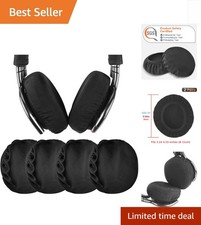 Luxury Washable Fabric Ear Covers - 2 Pairs for Over-Ear Headsets - M/Black