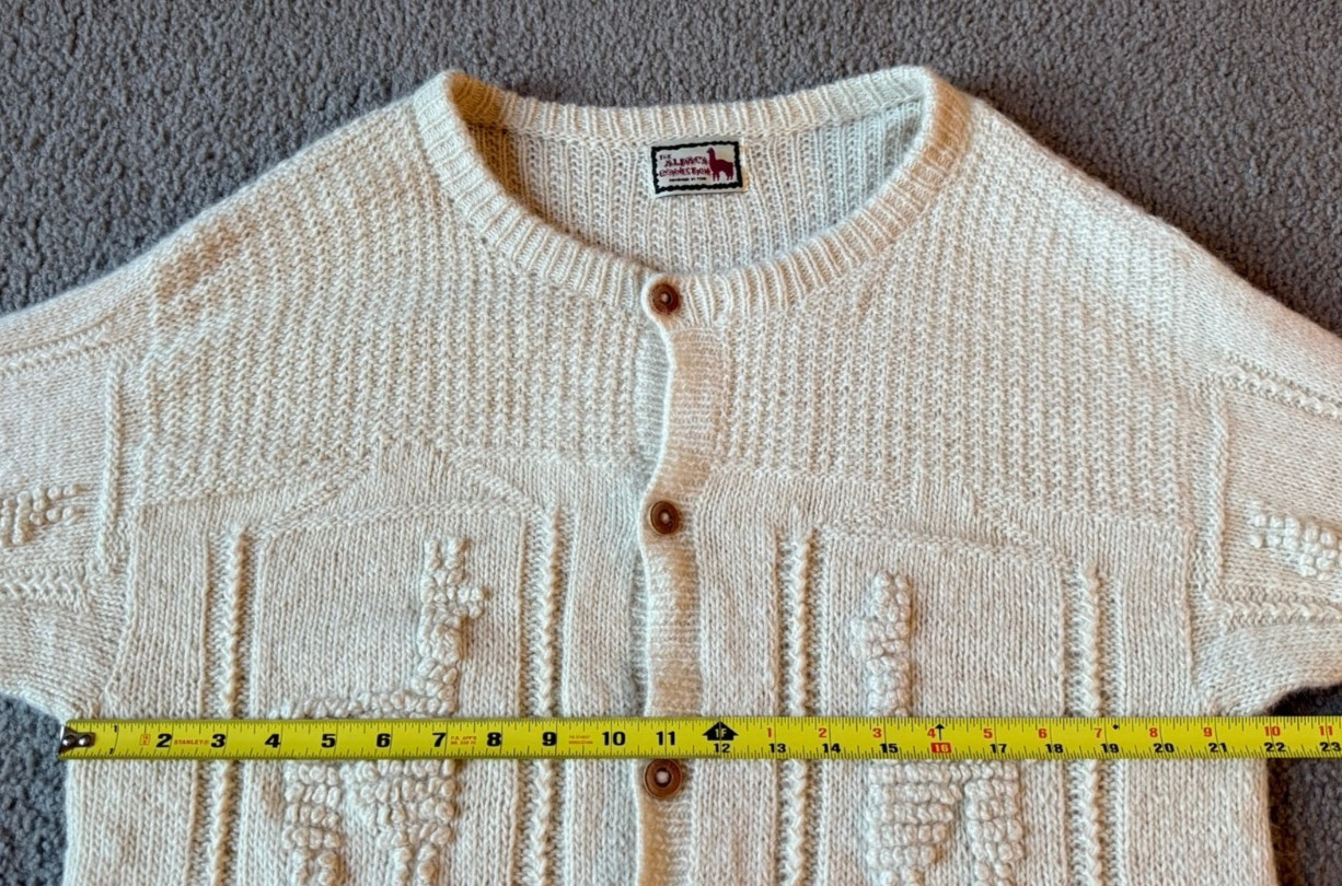 Alpaca Connection Beige Handmade Button Front Car… - image 4