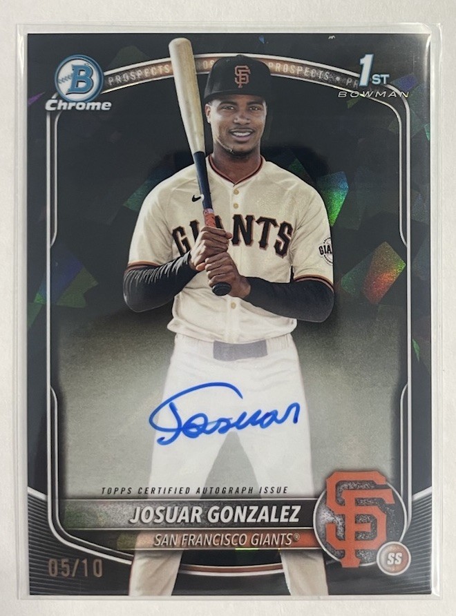 2025 Bowman Chrome Josuar Gonzalez Auto Autograph 1st Black Sapphire #/10 Giants