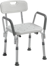 Shower Chair with Back Padded Arms - Adjustable Height Bath Seat for Safety