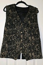 Steampunk Regency Reniassance Victorian Men's Black Paisley Pattern Vest S/M