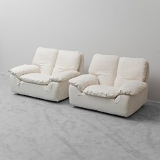 COPPIA DI POLTRONE BONHEUR DI AMMANNATI E VITELLI PER BRUNATI ANNI 70 VINTAGE