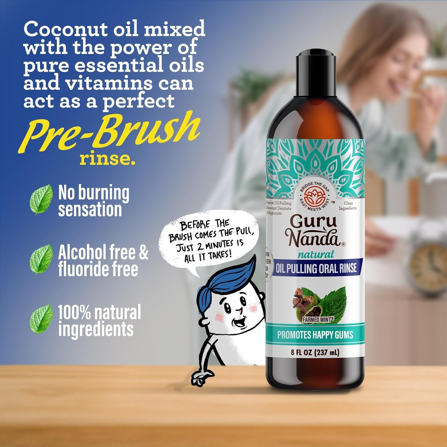 CocoMint Oil Pulling Mouthwash for Complete Oral Hygiene, 7 Essential Oils & ... thumbnail 4