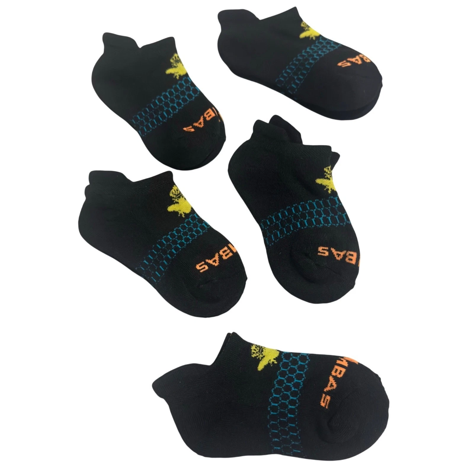 Bombas Bee Better XS Ankle Socks Black Yellow Bee Honeycomb Design Pack Of 5