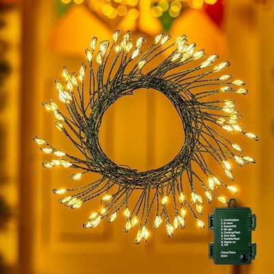Battery Operated Cluster Lights,10FT 100 Micro LEDs,Outdoor Twinkle Firecracker